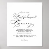 Elegant modern Calligraphy Unplugged Ceremony Sign Poster (Voorkant)