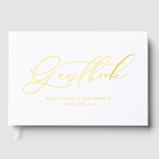 Elegant Modern Calligraphy Wedding Gastenboek (Voorkant)