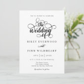 Elegant Modern Calligraphy Wedding Invitation Kaart (Staand voorkant)