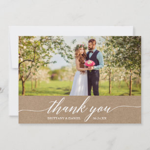 Elegant Modern Calligraphy Wedding Kraft Bedankkaart