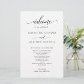 Elegant modern calligraphy Wedding Programme (Staand voorkant)