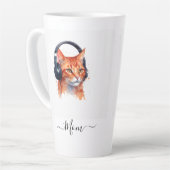 Elegant Modern Cat Mom Waterverf Sinaasappel Latte Mok (Linkerhoek)