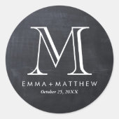 Elegant Modern Chalkboard Monogram Favor Label (Voorkant)