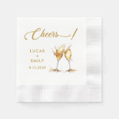 Elegant Modern Cheers Script Bril Bruiloft Servet (Voorkant)