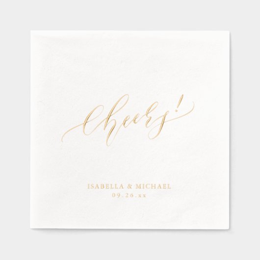 Elegant modern cheers script minimalist wedding folie servetten (Voorkant)