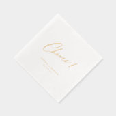 Elegant modern cheers script minimalist wedding folie servetten (Rechts)