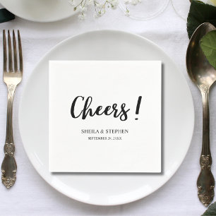 Elegant Modern Cheers Script Minimalistische bruil Servet
