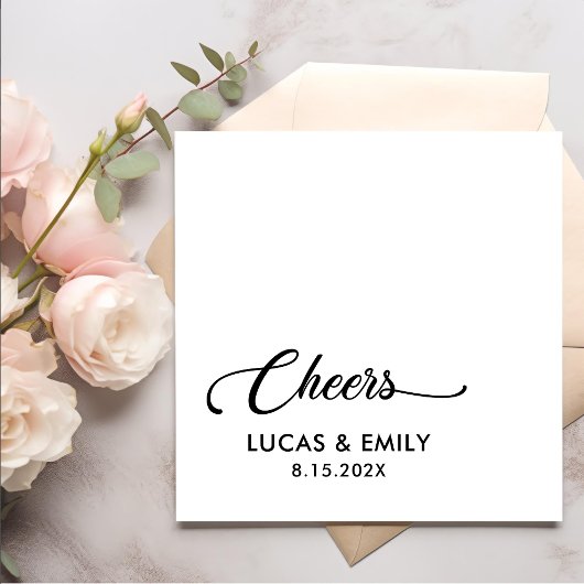 Elegant Modern Cheers Script Minimalistische bruil Servet