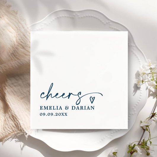 Elegant Modern Cheers Script Minimalistische bruil Servet
