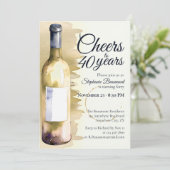 Elegant Modern Cheers White Wine 40th Birthday Kaart (Staand voorkant)