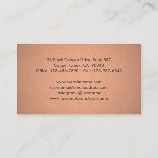 Elegant Modern Chevron Pattern Copper Faux Folie Visitekaartje (Achterkant)