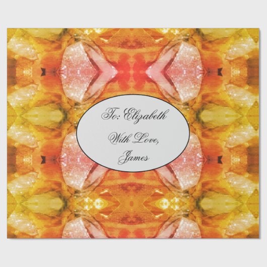 Elegant modern Chic Abstract Art Roze Sinaasappel Cadeaupapier (Vlak)