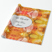 Elegant modern Chic Abstract Art Roze Sinaasappel Cadeaupapier (Uitgerold)