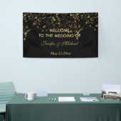 Elegant modern chic Black gold bokeh bruiloft Spandoek (Beurs)