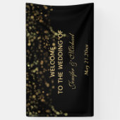Elegant modern chic Black gold bokeh bruiloft Spandoek (Verticaal)
