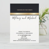 Elegant modern chic black white and gold bruiloft kaart (Staand voorkant)