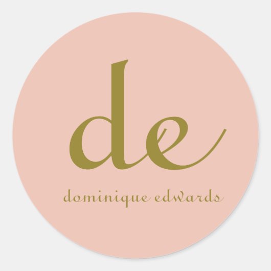Elegant modern Chic Blush Pink Monogram Ronde Sticker (Voorkant)