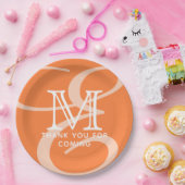 Elegant modern Chic Double Monogram Dank u Papieren Bordje (Feest)