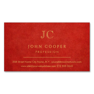 Elegant Modern Chic Rood en Goud Magnetisch Visitekaartje