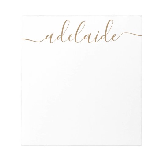 Elegant modern Chic Script Gold White Monogram Notitieblok (Voorkant)