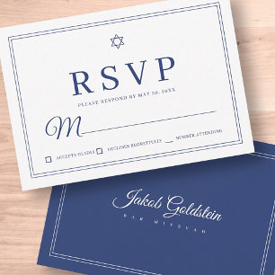 Elegant modern Chic Simple Classic Bar Mitzvah RSVP Kaartje
