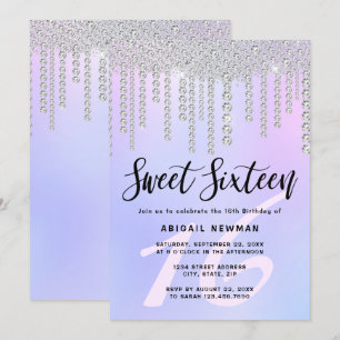 Elegant modern chick diamant druppelt zestien zoet kaart
