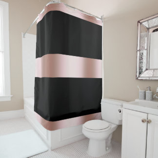 Elegant modern chick roos gold & black strip douchegordijn