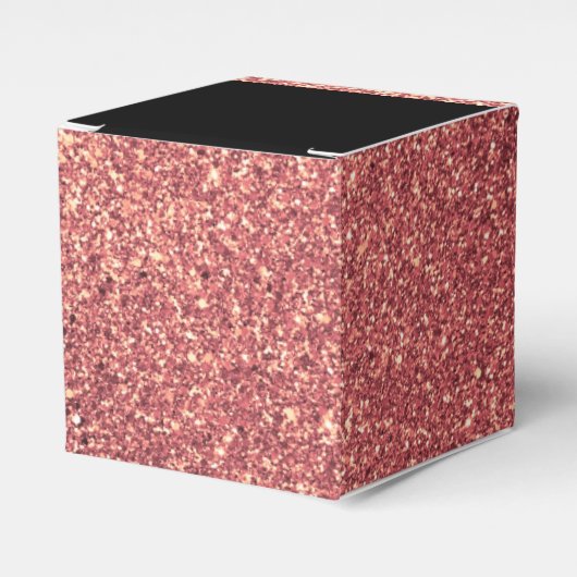 Elegant modern chick roos goud glitter zwart bedankdoosjes (Voorkant Zijde)