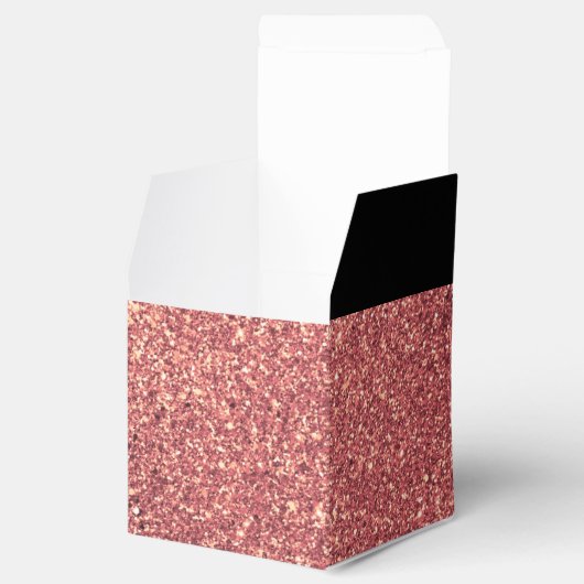 Elegant modern chick roos goud glitter zwart bedankdoosjes (Geopend)