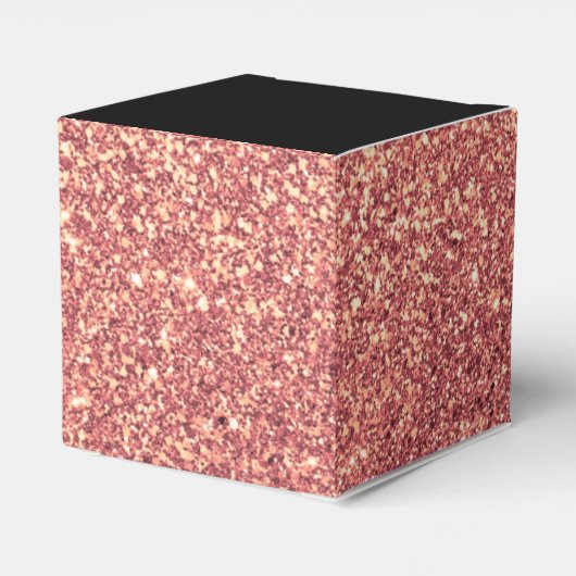 Elegant modern chick roos goud glitter zwart bedankdoosjes (Achterkant)