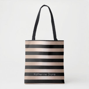 Elegant modern chick roos goud zwart gestreept draagtas