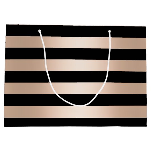 Elegant modern chick roos goud zwart gestreept large cadeautasje (Achterkant)