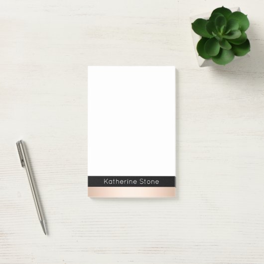 Elegant modern chick roos goud zwart gestreept post-it® notes (Kantoor)
