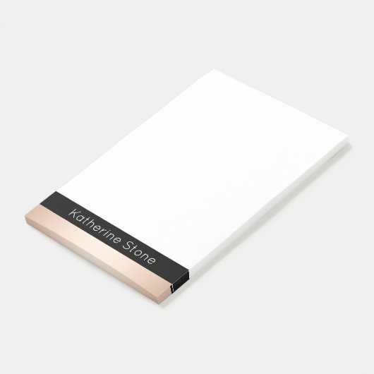 Elegant modern chick roos goud zwart gestreept post-it® notes (Schuin)