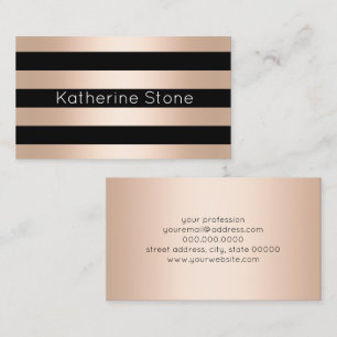 Elegant modern chick roos goud zwart gestreept visitekaartje