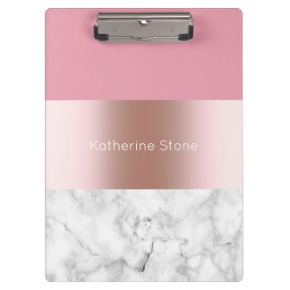 Elegant modern chick roos gouden roze marmer klembord