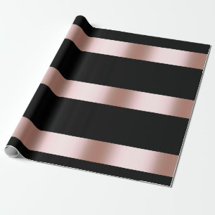 Elegant modern chick rose gold & black strip cadeaupapier