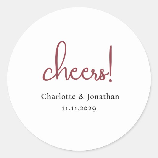 Elegant modern-chouwers script minimalistische bru ronde sticker (Voorkant)