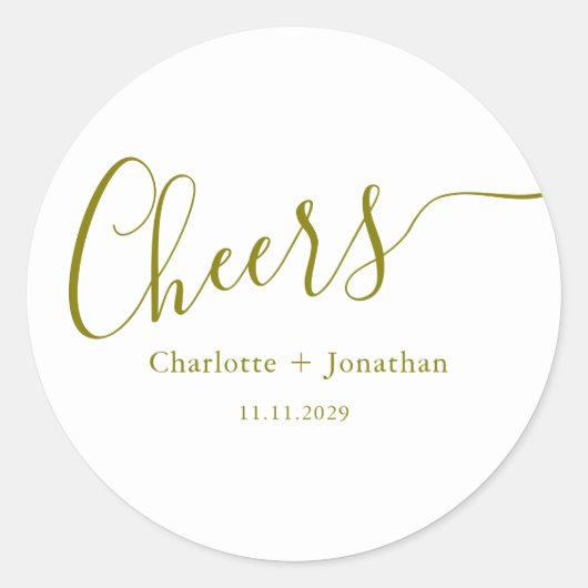 Elegant modern-chouwers script minimalistische bru ronde sticker (Voorkant)