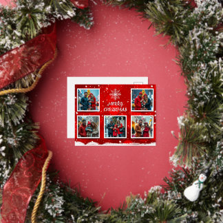 Elegant Modern Christmas Family Photo Design Folie Feestdagen Briefkaart