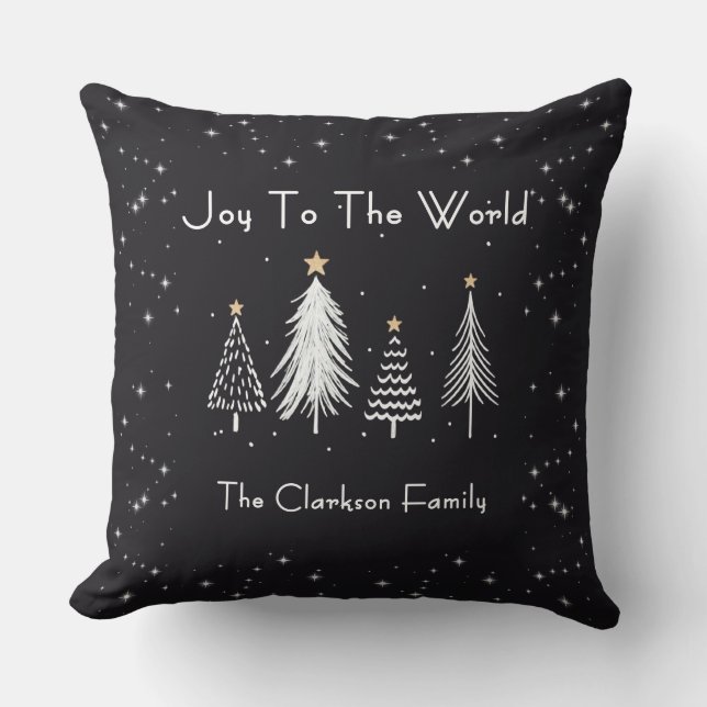 Elegant Modern Christmas Stars with Family Name  Kussen (Voorkant)