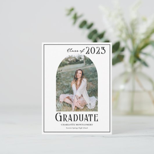 Elegant Modern Class of 2023 Photo Afstuderen Briefkaart (Staand voorkant)