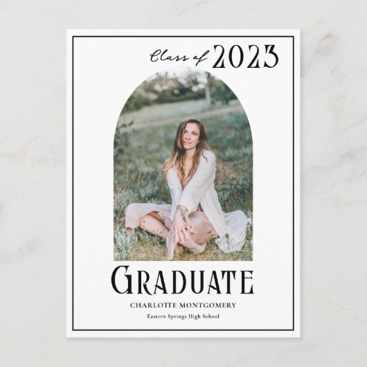 Elegant Modern Class of 2023 Photo Afstuderen Briefkaart (Voorkant)