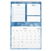 Elegant modern Classic Blue Stars patroonbord Kalender (Mar 2026)