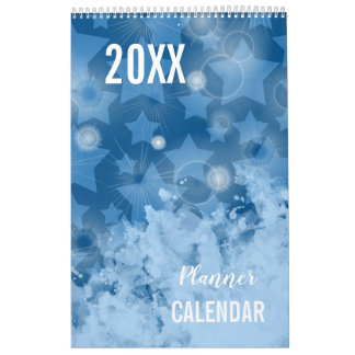 Elegant modern Classic Blue Stars patroonbord Kalender