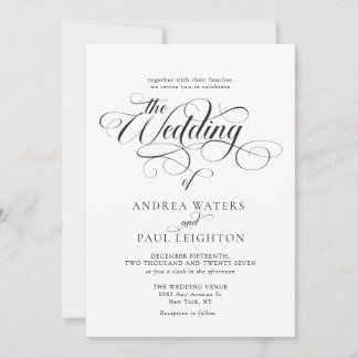 Elegant Modern Classic Calligraphy Wedding Kaart