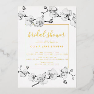 Elegant modern Classic Gold Orchids Vrijgezellenfe Folie Uitnodiging