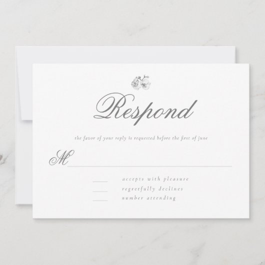 Elegant modern Classic minimal B W Wedding RSVP (Voorkant)