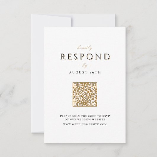 Elegant Modern Classy Luxe QR code Bruiloft RSVP Kaartje (Voorkant)
