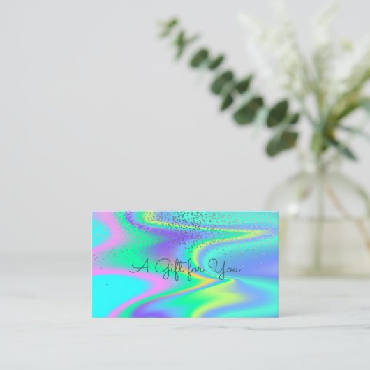 Elegant modern Confetti Holographic Kortingskaartje (Staand voorkant)